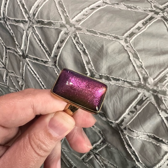 Charles Albert pink/purple glittery alchemia gold adjustable ring - Picture 2 of 4